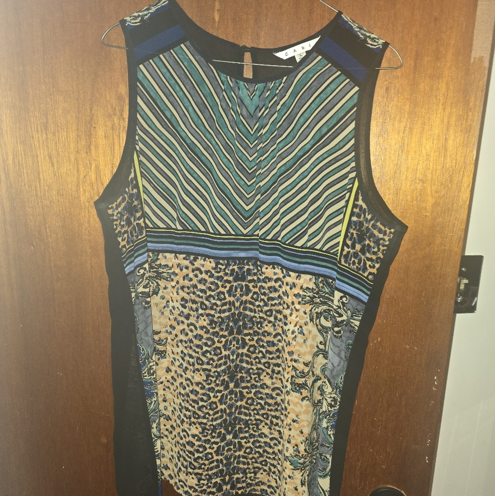 CAbi See Through Multi Color/ Animal Print Shirt